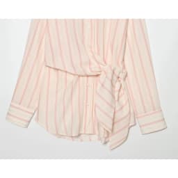 Women's Striped Shirt New 2026 Spring Long Sleeve V Neck Pocket Button Knot Decoration Loose Women Shirt & Blouses Female Tops