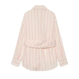 Women's Striped Shirt New 2026 Spring Long Sleeve V Neck Pocket Button Knot Decoration Loose Women Shirt & Blouses Female Tops