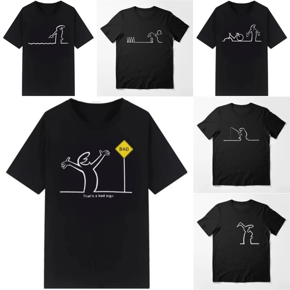 Osvaldo Cavandoli La Linea Cartoon Print TShirt Men Women Unisex Streetwear Fashion Harajuku Kawaii T-shirt Women's Y2K Clothing