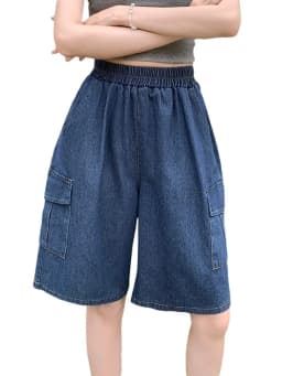 AOSSVIAO Trendy Loose Versatile Dad Shorts 2026 Summer New Women's Denim Shorts Straight Thin Japanese Style Knee-length Pants