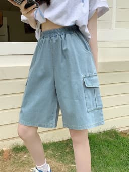 AOSSVIAO Trendy Loose Versatile Dad Shorts 2026 Summer New Women's Denim Shorts Straight Thin Japanese Style Knee-length Pants