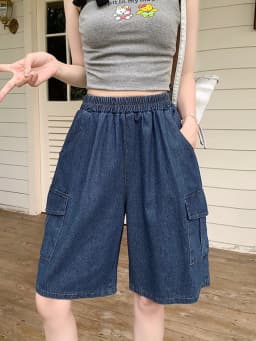 AOSSVIAO Trendy Loose Versatile Dad Shorts 2026 Summer New Women's Denim Shorts Straight Thin Japanese Style Knee-length Pants
