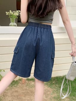 AOSSVIAO Trendy Loose Versatile Dad Shorts 2026 Summer New Women's Denim Shorts Straight Thin Japanese Style Knee-length Pants