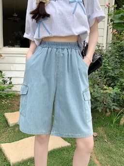 AOSSVIAO Trendy Loose Versatile Dad Shorts 2026 Summer New Women's Denim Shorts Straight Thin Japanese Style Knee-length Pants
