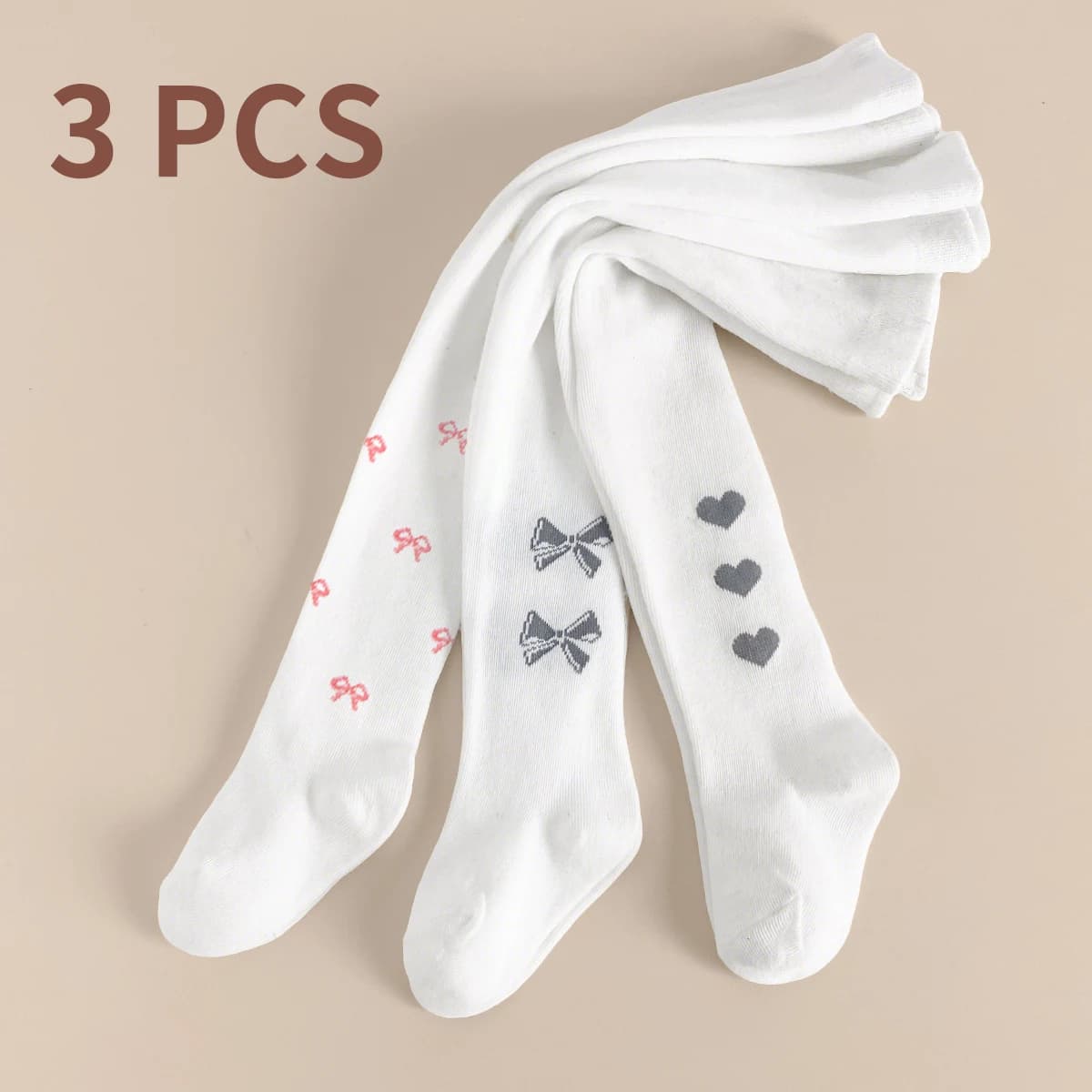 3 PCS Mid-Thickness Plain Baby Toddler Leggings Socks – Children Girl Kid Tights for All-Year Casual & Dressy Looks