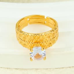 Dubai Fashion Cubic Zirconia Stackable Rings 21k Gold Plated Arabic Exquisite Engagement Couples Ring Italian Gold Jewelry
