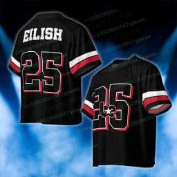 Men's Women V-neck Tshirt Eilish No.25 Jersey Oversize Trendy Sporty Summer Short-Sleeve Outdoor Breathable Parent-child T-Shirt