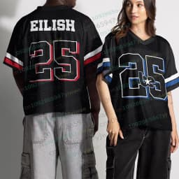Men's Women V-neck Tshirt Eilish No.25 Jersey Oversize Trendy Sporty Summer Short-Sleeve Outdoor Breathable Parent-child T-Shirt