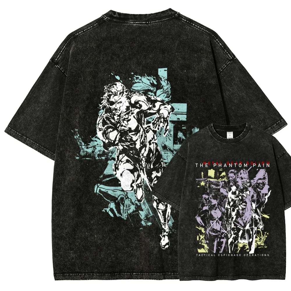 Metal Gear Solid Washed T-shirt 2026 New Model personality Clothes shirt Year round clothing Streetwear Trendy high quality soft