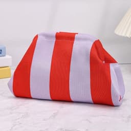 Portable Spring Closure Open Top Colorful Striped Cosmetic Bag Large Capacity Multi-purpose Makeup Pouch Toiletry Bag Gifts