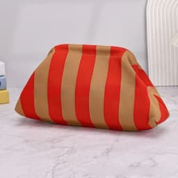 Portable Spring Closure Open Top Colorful Striped Cosmetic Bag Large Capacity Multi-purpose Makeup Pouch Toiletry Bag Gifts