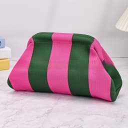 Portable Spring Closure Open Top Colorful Striped Cosmetic Bag Large Capacity Multi-purpose Makeup Pouch Toiletry Bag Gifts