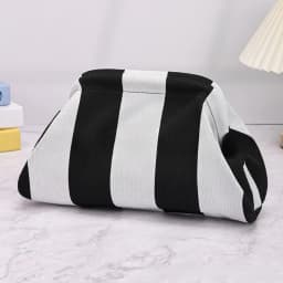 Portable Spring Closure Open Top Colorful Striped Cosmetic Bag Large Capacity Multi-purpose Makeup Pouch Toiletry Bag Gifts