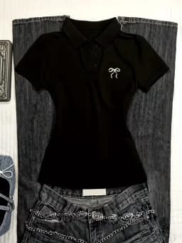 Y2K White Waisted Polo Shirt Summer New Slim Fit Tees