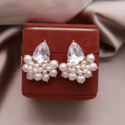 Korean New Design Fashion Jewelry 14K Gold plated White Hand Woven Pearl Drop Earrings Elegant Women's Daily Work Accessories