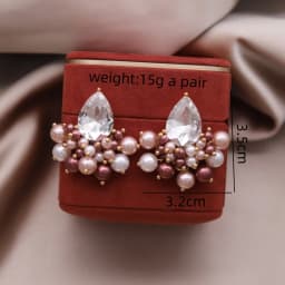 Korean New Design Fashion Jewelry 14K Gold plated White Hand Woven Pearl Drop Earrings Elegant Women's Daily Work Accessories