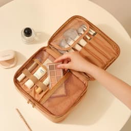 Large-Capacity Cosmetic Bag Double-Layer Toiletry Beauty Tool Organizer with Dividers; Portable Oxford Cloth Travel Handbag