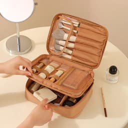 Large-Capacity Cosmetic Bag Double-Layer Toiletry Beauty Tool Organizer with Dividers; Portable Oxford Cloth Travel Handbag