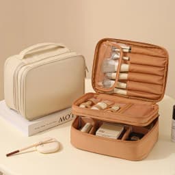 Large-Capacity Cosmetic Bag Double-Layer Toiletry Beauty Tool Organizer with Dividers; Portable Oxford Cloth Travel Handbag