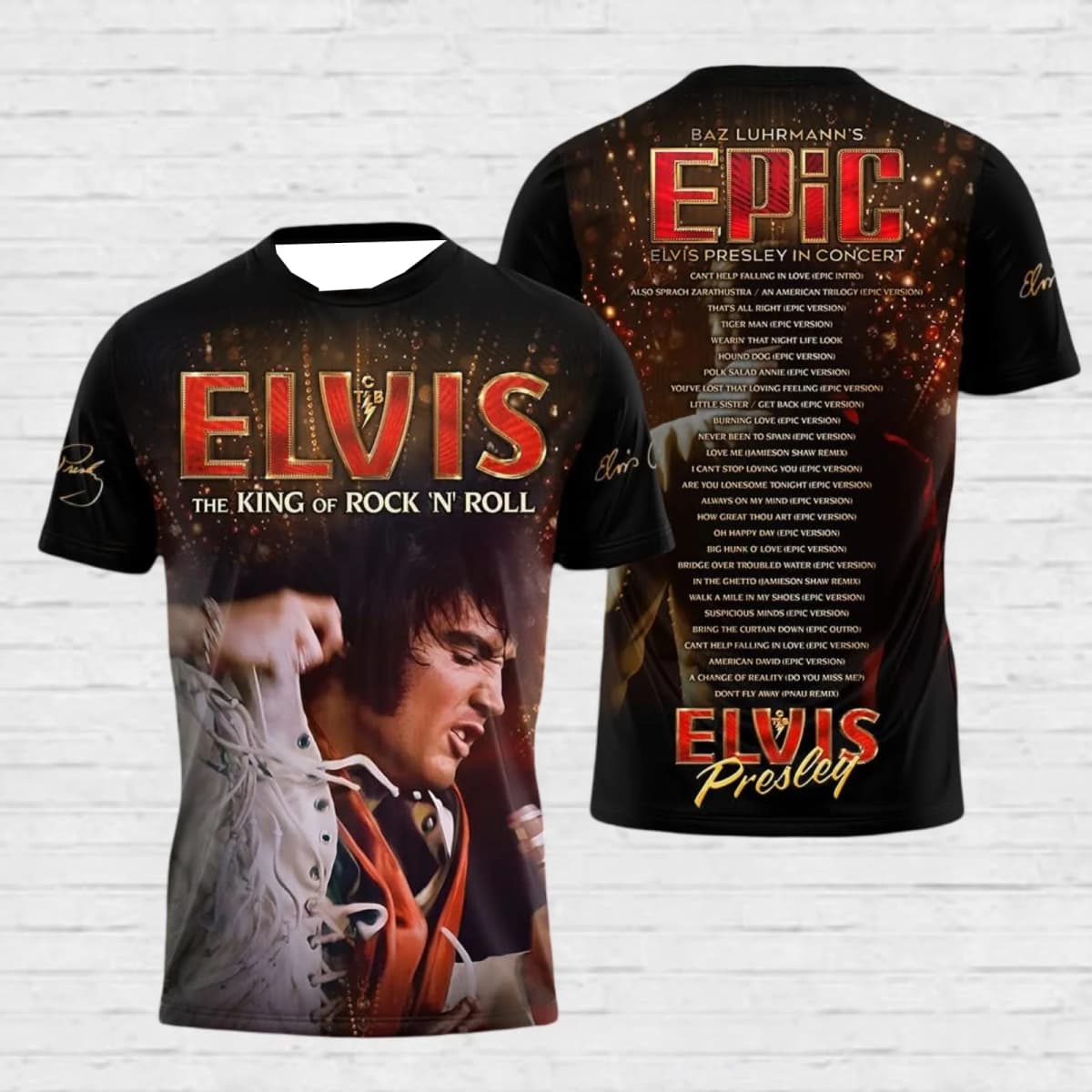 The King of Rock 'n' Rol 3D Print T-Shirt Family Matching Y2K Oversized Quick Drying T-shirt Suitable for Daily and TrainingWear