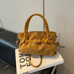 Fashion Solid Color Handbag Large Capacity PU Shoulder Bag Versatile Tote Bag Women