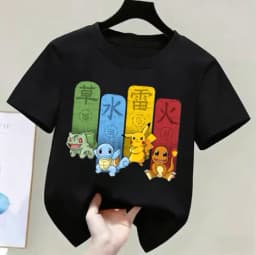 Pokémon anime summer T-shirts for boys and girls, cotton casual loose short sleeve tops for women,Y2K style couple matching tees
