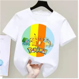 Pokémon anime summer T-shirts for boys and girls, cotton casual loose short sleeve tops for women,Y2K style couple matching tees