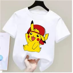 Pokémon anime summer T-shirts for boys and girls, cotton casual loose short sleeve tops for women,Y2K style couple matching tees