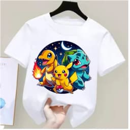 Pokémon anime summer T-shirts for boys and girls, cotton casual loose short sleeve tops for women,Y2K style couple matching tees
