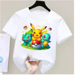 Pokémon anime summer T-shirts for boys and girls, cotton casual loose short sleeve tops for women,Y2K style couple matching tees