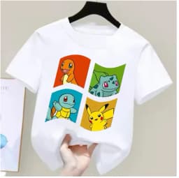 Pokémon anime summer T-shirts for boys and girls, cotton casual loose short sleeve tops for women,Y2K style couple matching tees