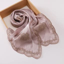 Embroidered Hijab Glitter Shimmer Shawl Muslim Head Scarf for Wedding Soft Satin Muslim Shawl Sparkly Sequin Scarf
