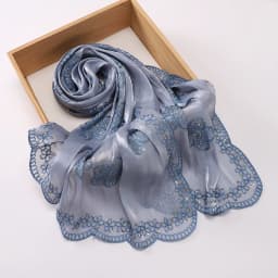Embroidered Hijab Glitter Shimmer Shawl Muslim Head Scarf for Wedding Soft Satin Muslim Shawl Sparkly Sequin Scarf