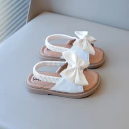 2026 Brand New Style Girls Princess Sandals Fashion Kids Beach Shoes Boho Design with Big Bow-knot Elastic Band Slip-on Sweet