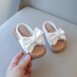 2026 Brand New Style Girls Princess Sandals Fashion Kids Beach Shoes Boho Design with Big Bow-knot Elastic Band Slip-on Sweet