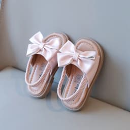 2026 Brand New Style Girls Princess Sandals Fashion Kids Beach Shoes Boho Design with Big Bow-knot Elastic Band Slip-on Sweet