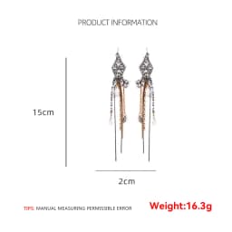 2026 Vintage Rhinestone Long Tassels EarrIngs for Women Fashion Banquet Party Jewelry Statement Earrings Gifts