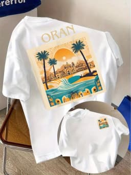 Oran Algeria Retro Beach Travel Poster Graphic Tee Men Breathable 100% Cotton Perfect Summer Streetwear Trendy Wanderlust Style