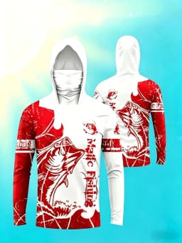 American Men's Summer Serrated Fish Letter Print Comfortable Breathable Fishing Suit Long Sleeved T-Shirt Outdoor Casual Top