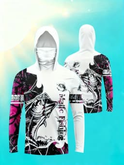 American Men's Summer Serrated Fish Letter Print Comfortable Breathable Fishing Suit Long Sleeved T-Shirt Outdoor Casual Top
