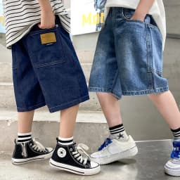 Boys Summer Fashion Denim Shorts Kids Casual Loose Thin Knee-Length Trousers 3-12 Years Teenager Outdoor Five-point Pants