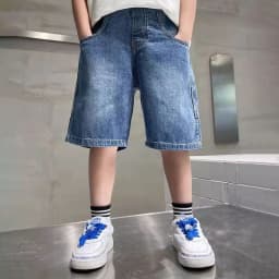 Boys Summer Fashion Denim Shorts Kids Casual Loose Thin Knee-Length Trousers 3-12 Years Teenager Outdoor Five-point Pants