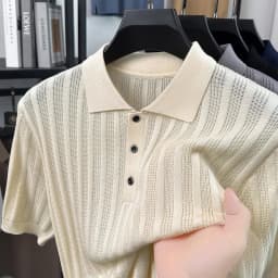 High quality knitted men's short sleeve polo shirt fashion solid color jacquard soft comfort summer breathable luxury T-shirt