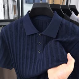 High quality knitted men's short sleeve polo shirt fashion solid color jacquard soft comfort summer breathable luxury T-shirt