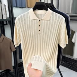 High quality knitted men's short sleeve polo shirt fashion solid color jacquard soft comfort summer breathable luxury T-shirt
