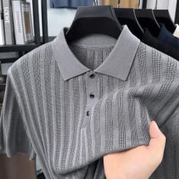High quality knitted men's short sleeve polo shirt fashion solid color jacquard soft comfort summer breathable luxury T-shirt