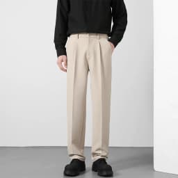 Spring and Summer Men's Loose Suit Pants Korean Style Straight Solid Color Drape Elastic Business Office Casual Trousers Brown