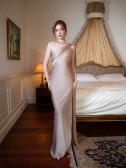Elegant Women's Summer Sexy Satin Sleeveless Slanted Shoulder Fish Tail Dress Slim Fit Fashion Party Evening Gown