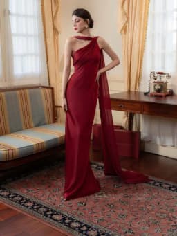 Elegant Women's Summer Sexy Satin Sleeveless Slanted Shoulder Fish Tail Dress Slim Fit Fashion Party Evening Gown
