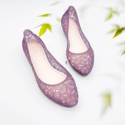 Resillee Women Hollow Out Breathable Jelly Ballet Flats Flat Slip-on PVC Waterproof Casual Beach Shoes